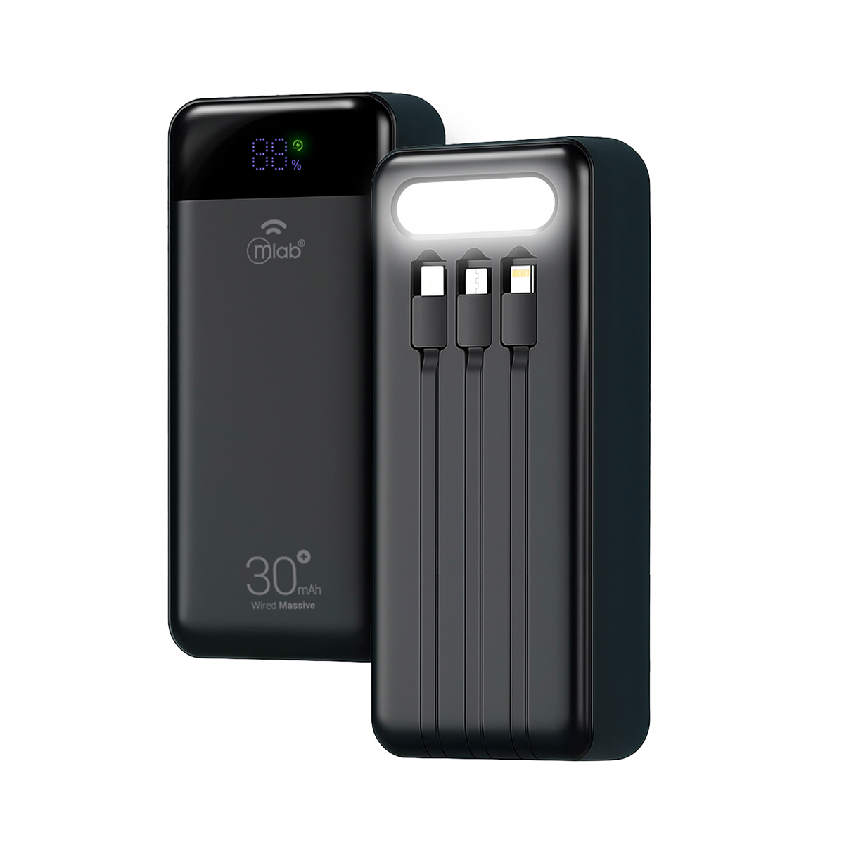 Powerbank Mlab WiredMassive 30.000mAh Carga Rápida 22.5W Linterna LED