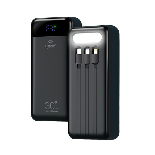 Powerbank Mlab WiredMassive 30.000mAh Carga Rápida 22.5W Linterna LED
