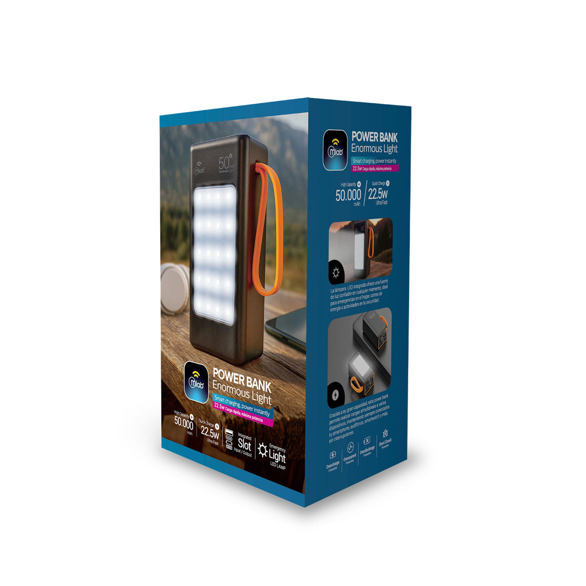 Powerbank Mlab Enormous Light 50.000mAh Carga Rápida 22.5W Linterna LED