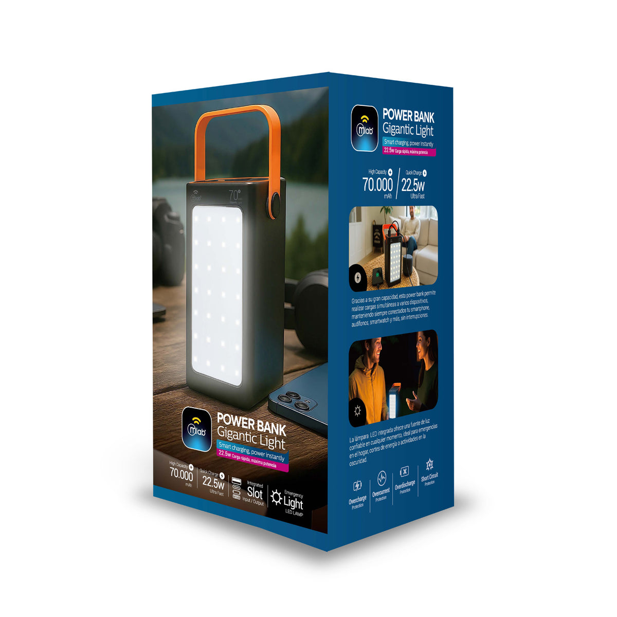 Powerbank Mlab Gigantic Light 70.000mAh Carga Rápida 22.5W Linterna LED