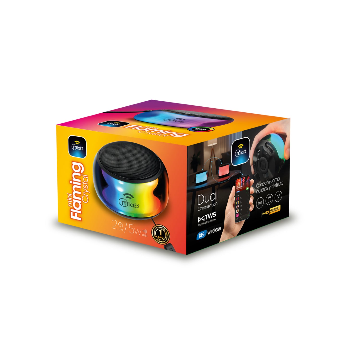 Parlante Bluetooth Mlab 9676 Mini Flaming Crystal 5w Tws Negro – imagen 2