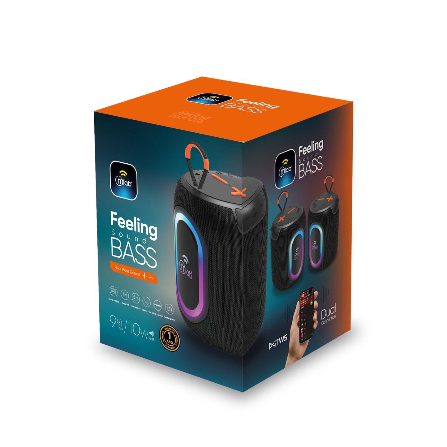 Parlante Bluetooth Mlab 9689 Feeling Sound Bass 10w Usb Tf Aux Negro – imagen 3