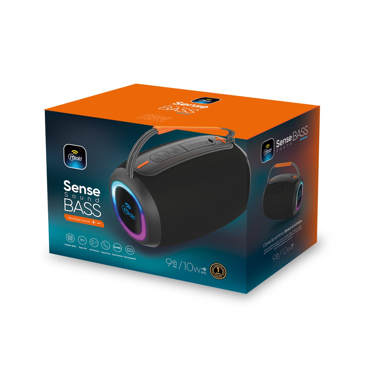 Parlante Bluetooth Mlab 9691 Sense Sound Bass 10w Usb Tf Aux Negro – imagen 2