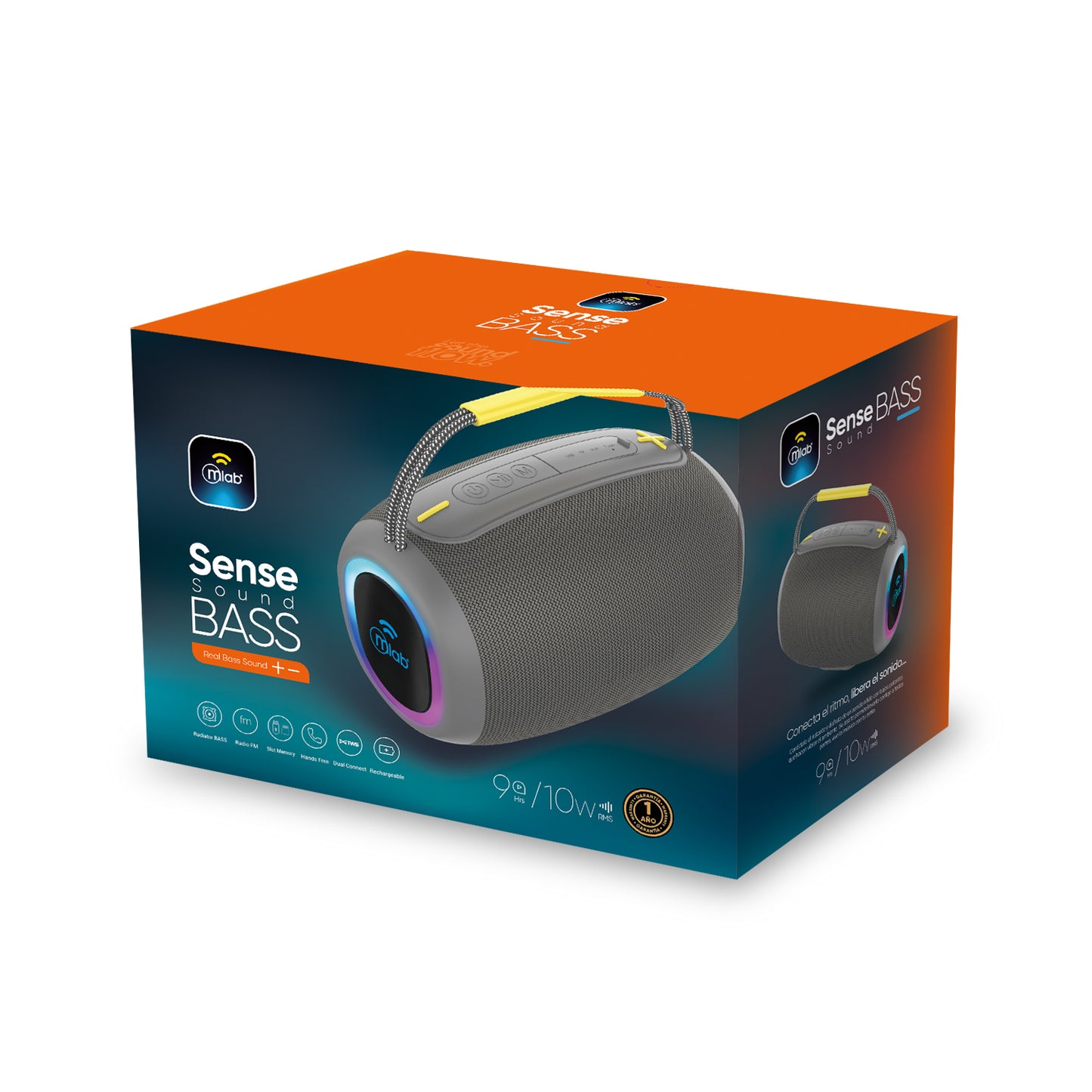 Parlante Bluetooth Mlab 9692 Sense Sound Bass 10w Usb Tf Aux Gris – imagen 3