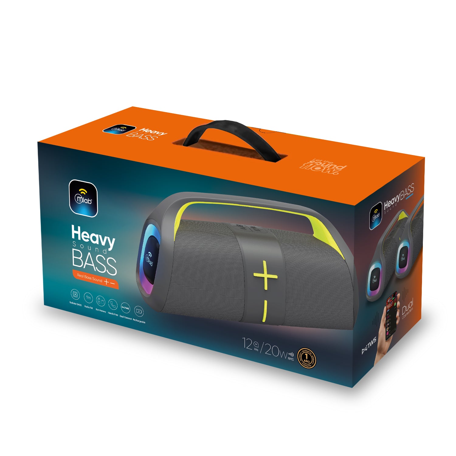 Parlante Bluetooth Mlab 9693 Heavy Sound Bass 10w Usb Tf Aux Gris – imagen 2