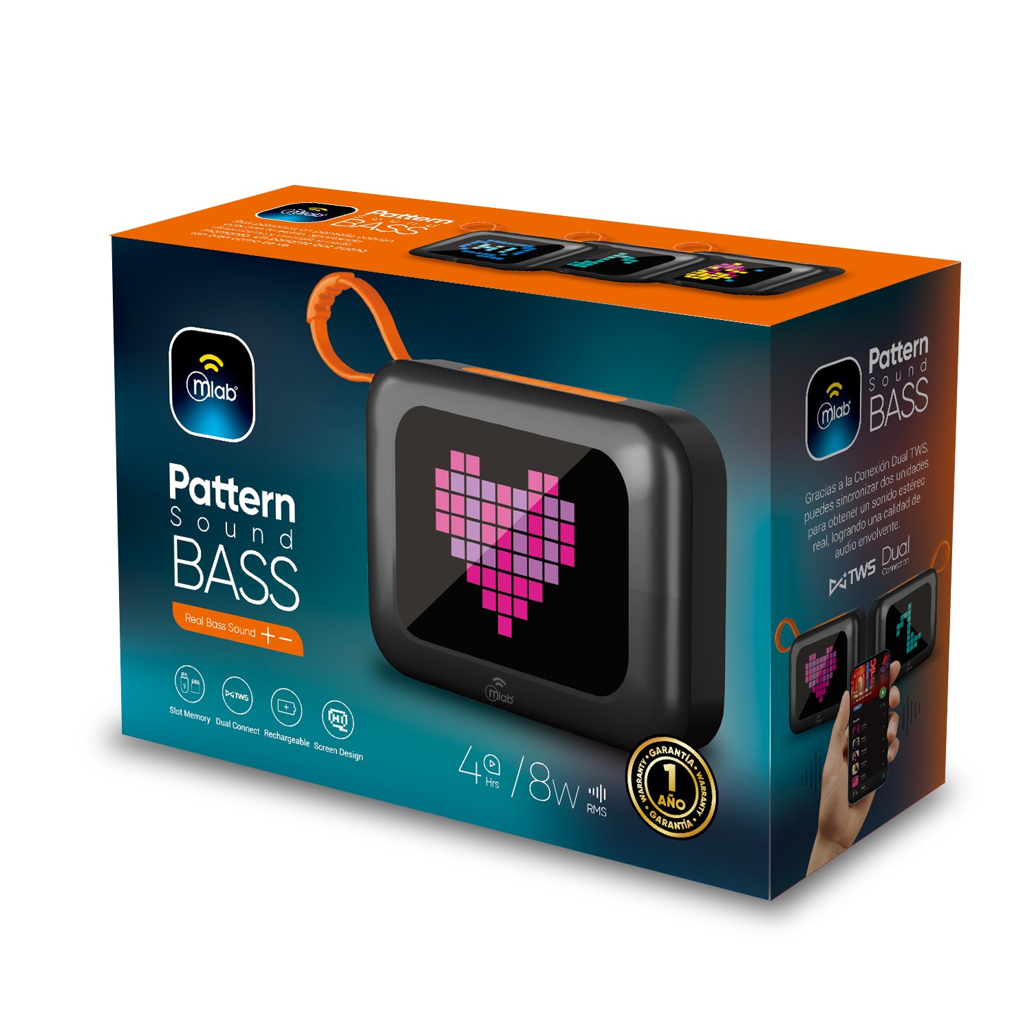Parlante Bluetooth Mlab 9695 Patter Sound Bass 8w Tws Usb Tf Negro – imagen 2