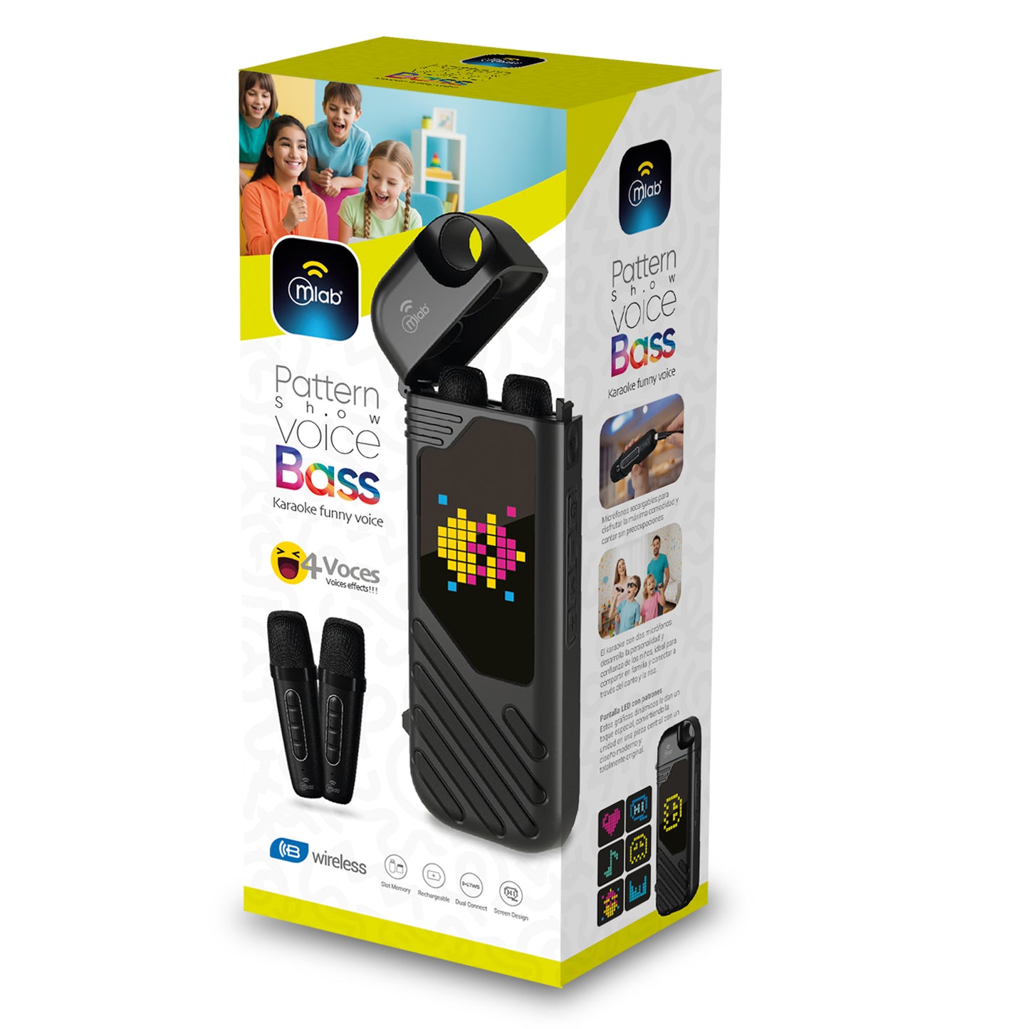 Parlante Bluetooth Karaoke Mlab 9697 Pattern Show Voice Bass 10w Usb Tf Negro – imagen 2