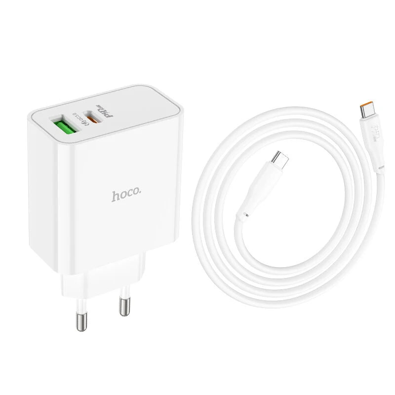 Cargador Hoco C113a 65w Carga Rapida + Cable Tipo C Blanco – imagen 2