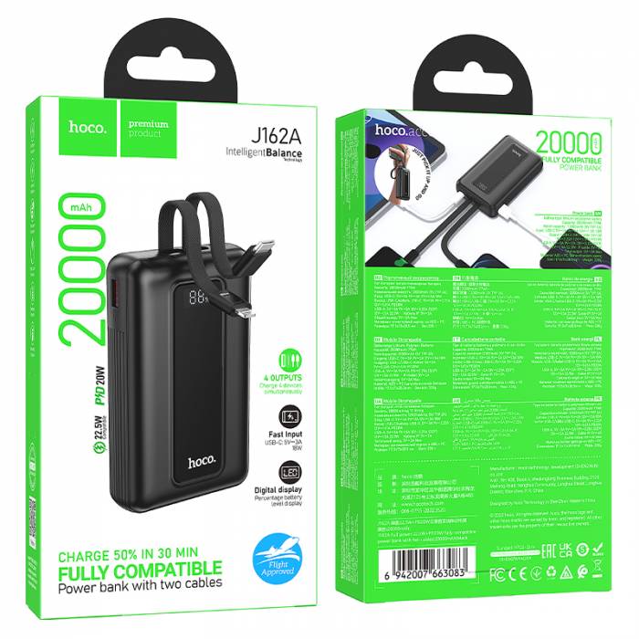 Powerbank Carga Rapida Hoco J162a 20000 Mah Negro – imagen 3