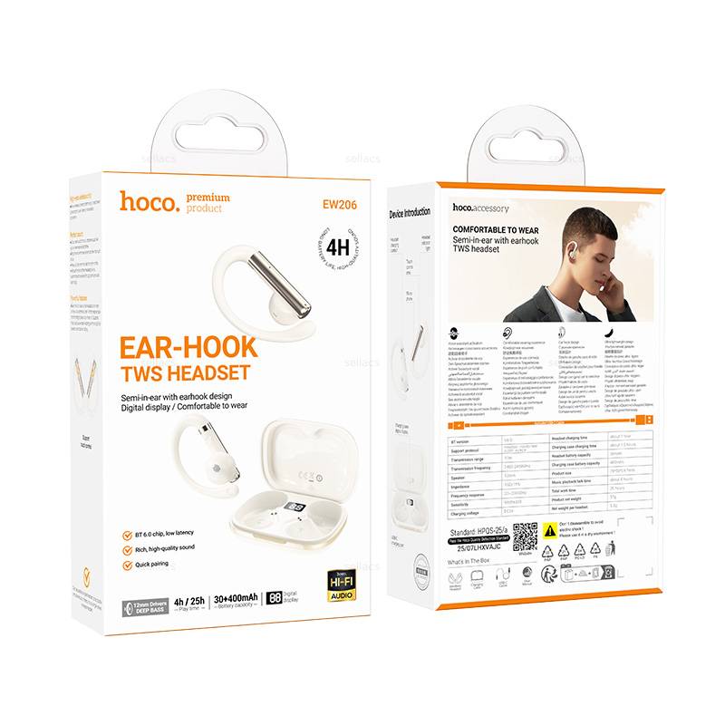 Audífonos Bluetooth In Ear Hoco Ew206 Tws Blanco – imagen 3