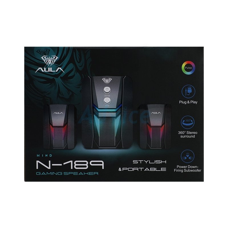 Parlantes Gamer Subwoofer Aula 2.1 Rgb N-189 Negro – imagen 2