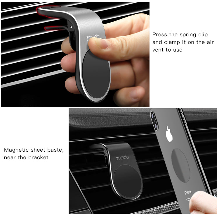 Soporte De Auto Para Celular Magnetico Yesido C64 Negro – imagen 3