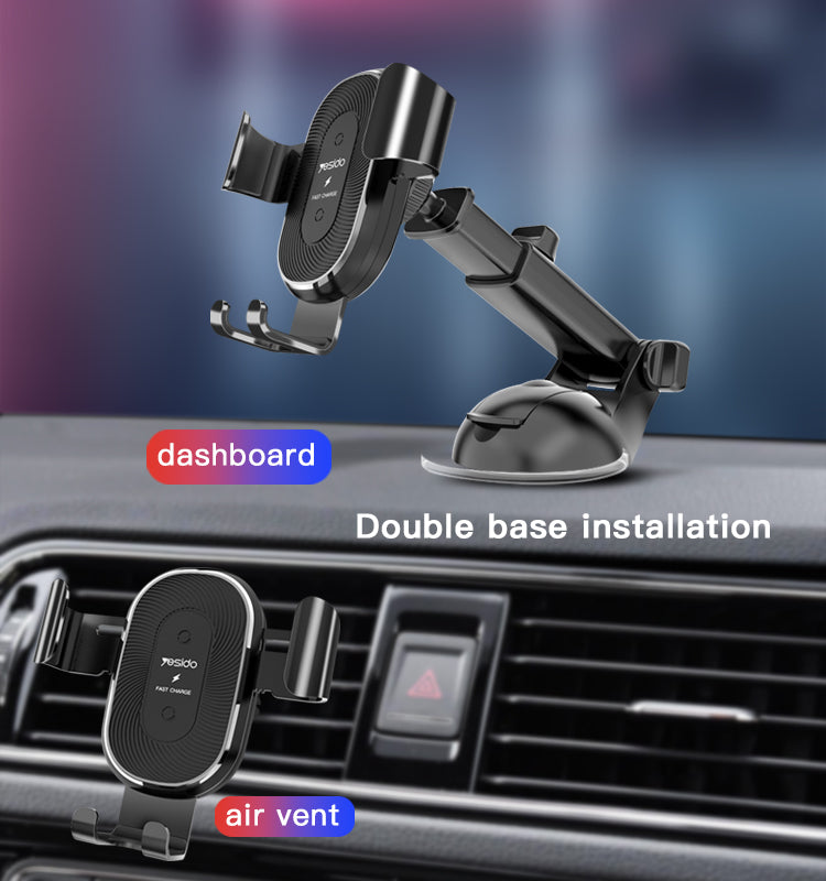 Soporte De Auto Para Celular Carga Inalambrica Yesido C76 Negro – imagen 3