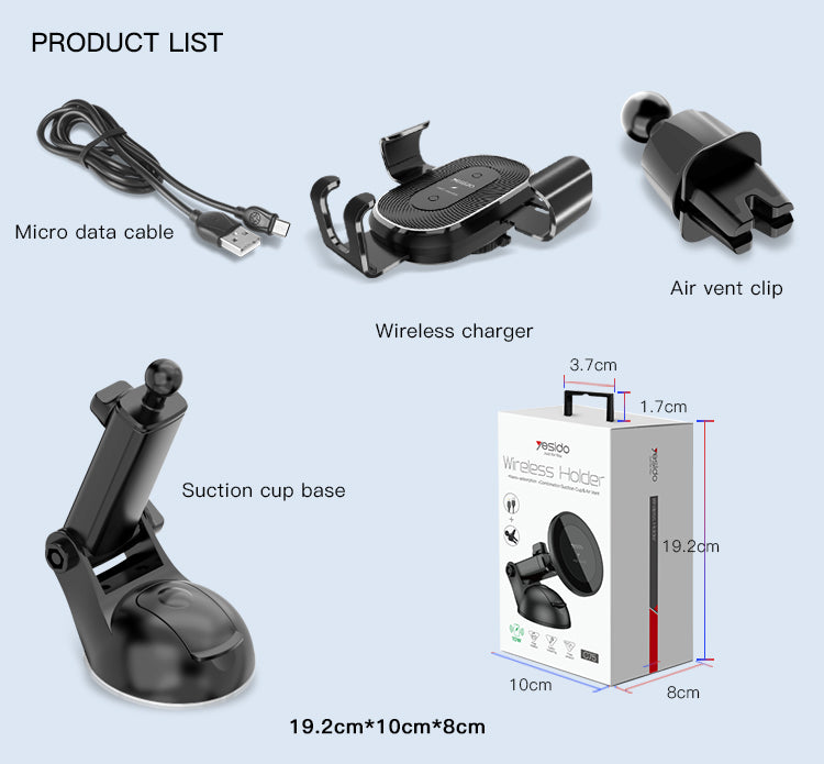 Soporte De Auto Para Celular Carga Inalambrica Yesido C76 Negro – imagen 2