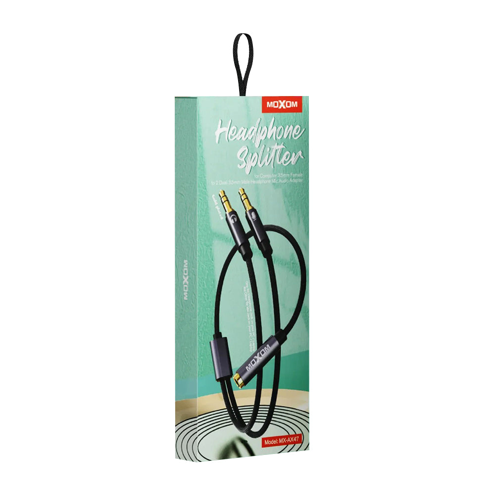 Cable De Audio Jack 3.5mm 1 Macho 2 Hembra Moxom Mx-ax47 Gris – imagen 2