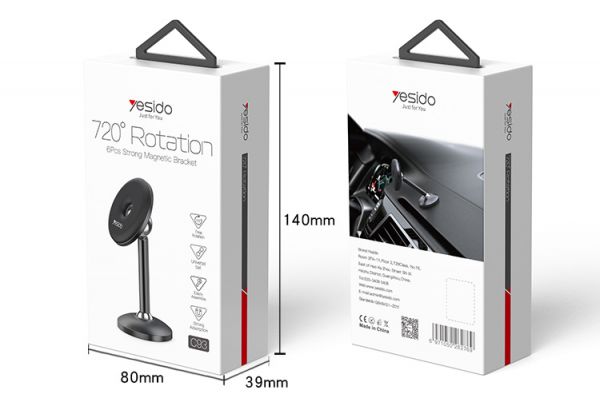 Soporte De Auto Para Celular Magnetico Yesido C93 Negro – imagen 4