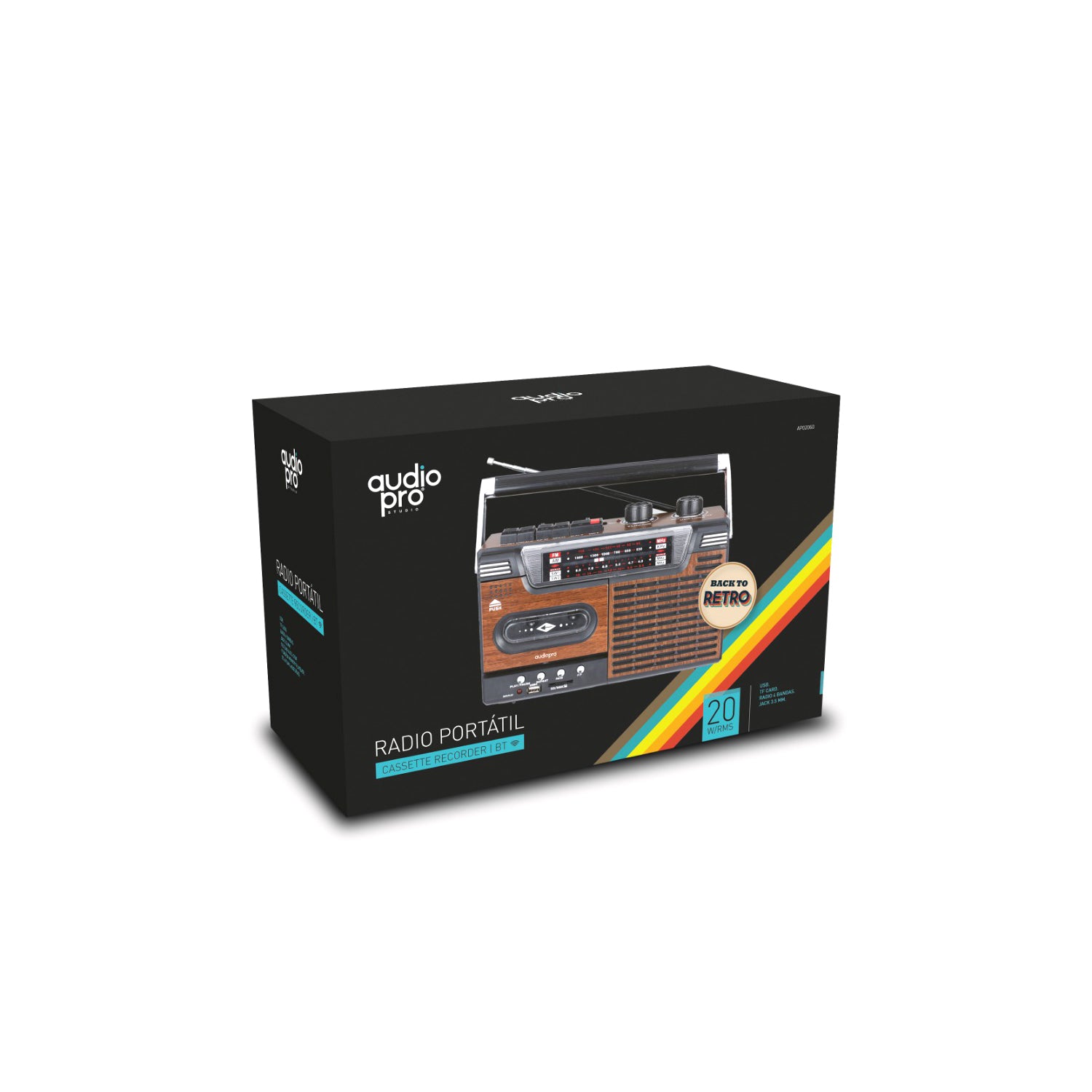 Radio Portatil Bluetooth Casette Recorder Audiopro Ap02076 Negro – imagen 2