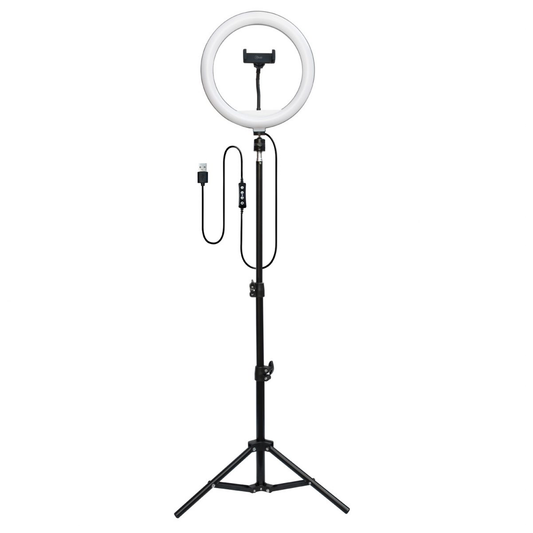 Anillo Aro De Luz Led 26cm Con Atril Microlab 9070