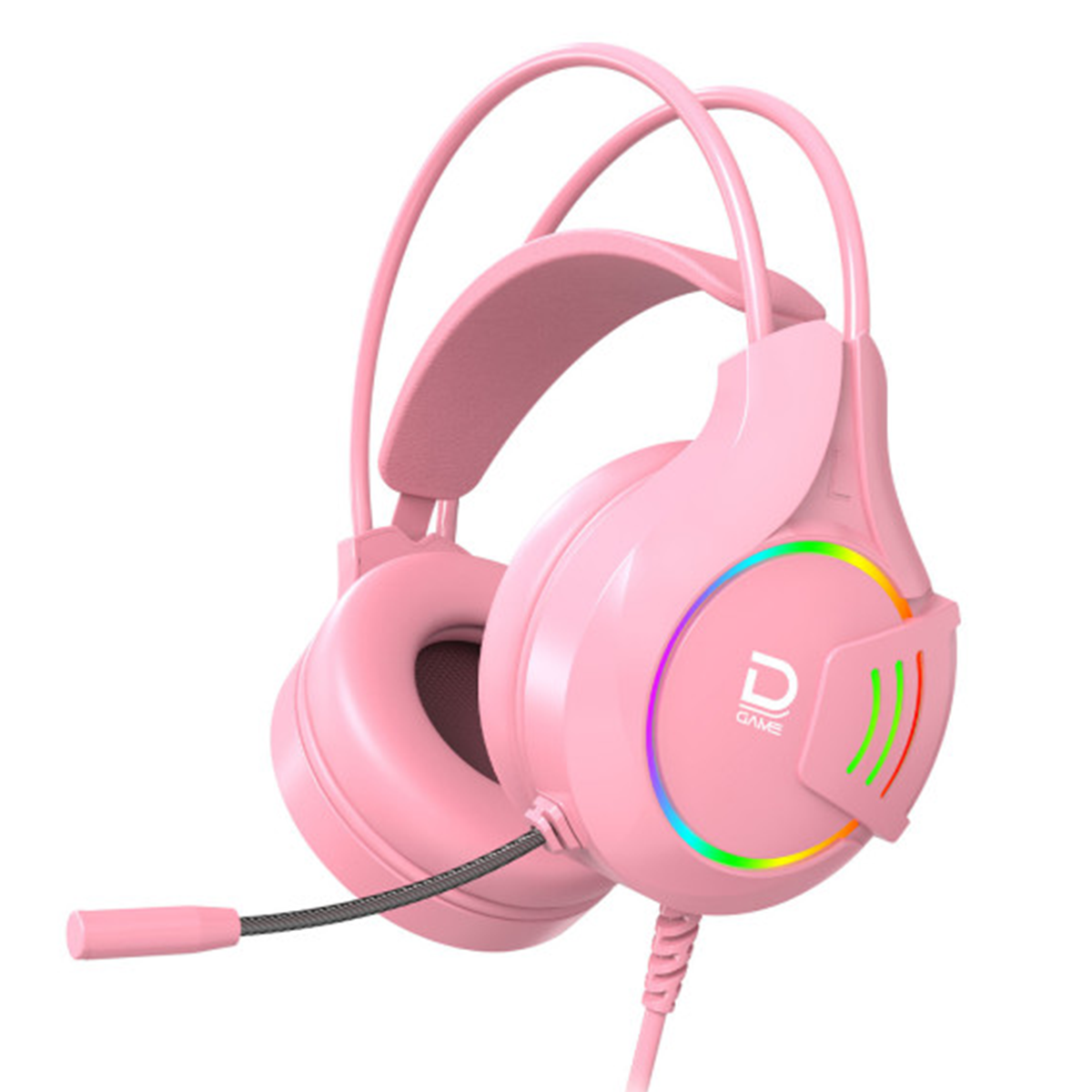Audífonos Gamer Phafnir Datacom Rgb Pc Ps4 Xbox Rosado