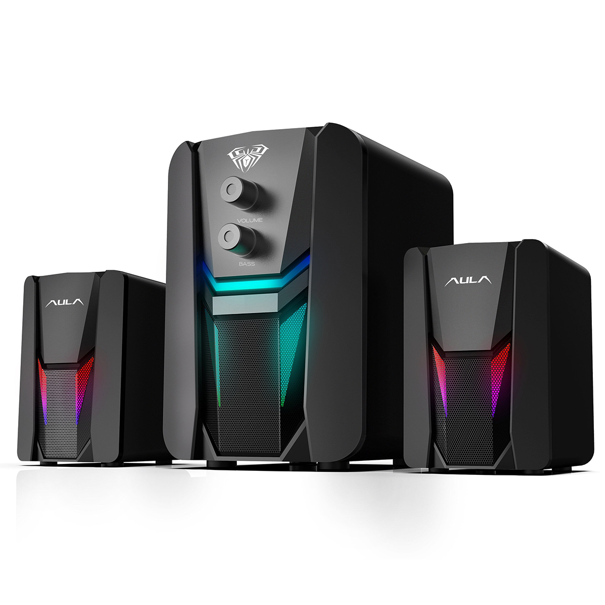 Parlantes Gamer Subwoofer Aula 2.1 Rgb N-189 Negro
