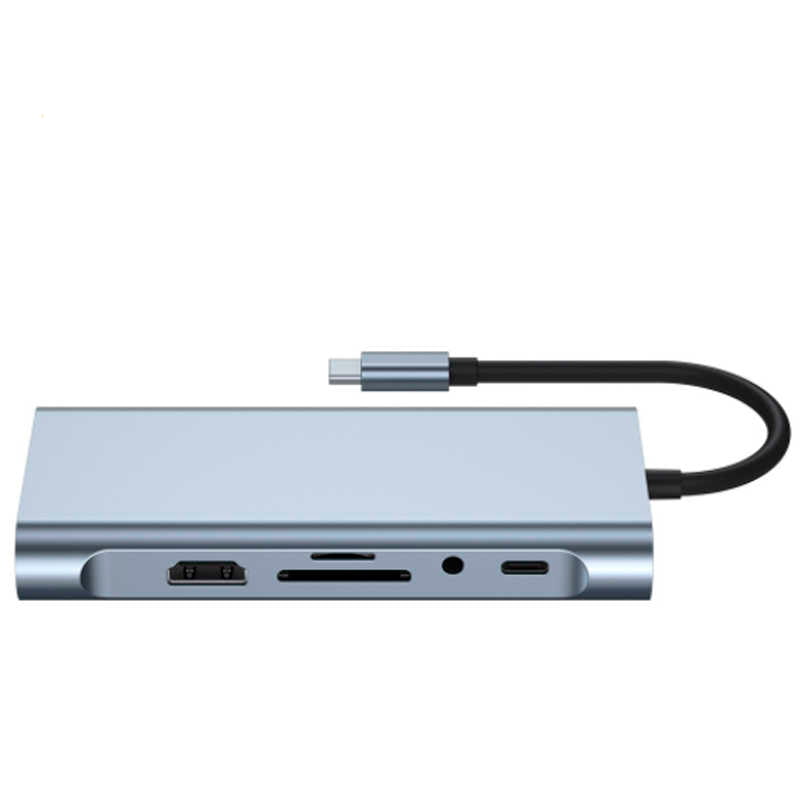 Adaptador Hub Byl-2110 Tipo C 11 en 1 Hdmi Rj45 Usb Aux Vga Gris – imagen 3