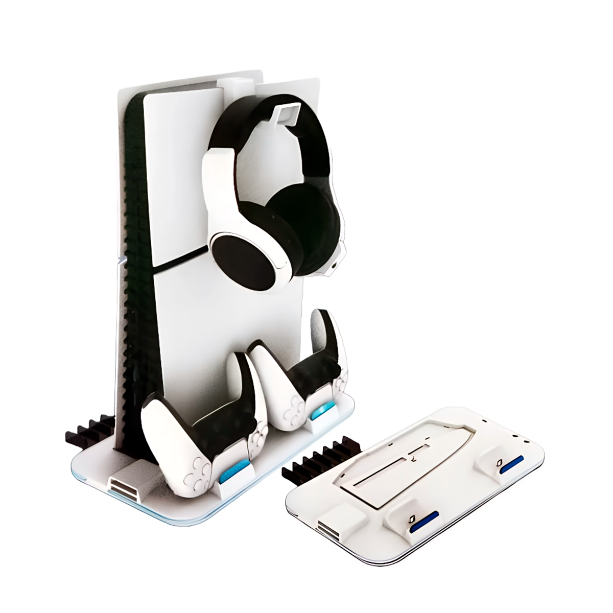 Soporte Cargador Lucky Fox Lf-p0527 Rgb Para Ps5 Slim y Disco Blanco