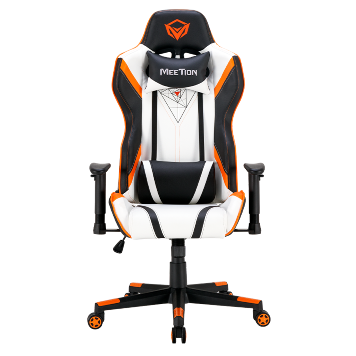 Silla Gamer Meetion CHR15 Negro Blanco Naranjo
