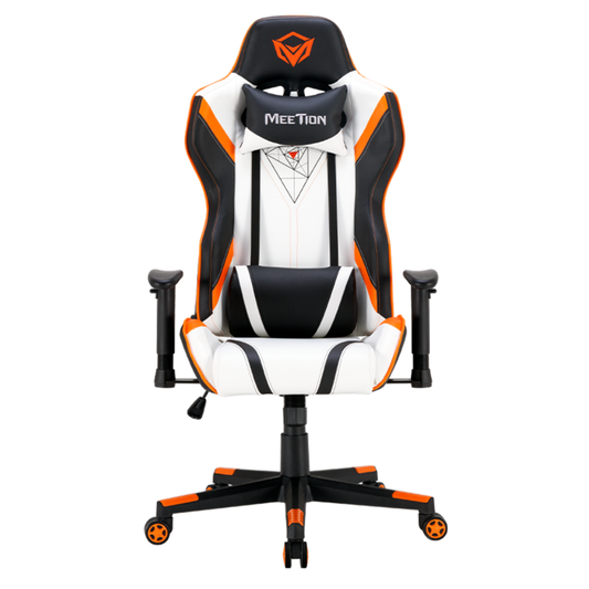 Silla Gamer Meetion CHR15 Negro Blanco Naranjo