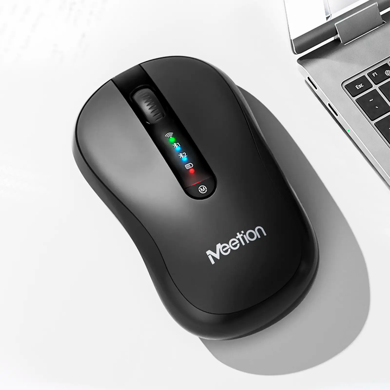 Mouse Meetion BTM185R negro con receptor inalámbrico USB