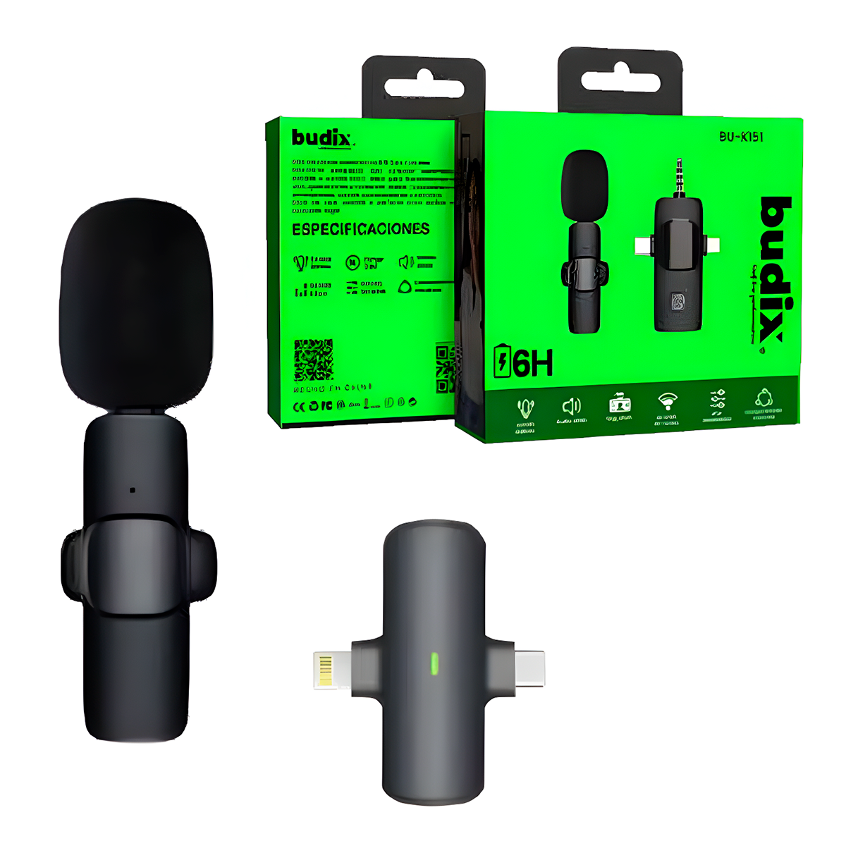 Microfono Inalámbrico Externo Budix K15 3 en 1 Negro