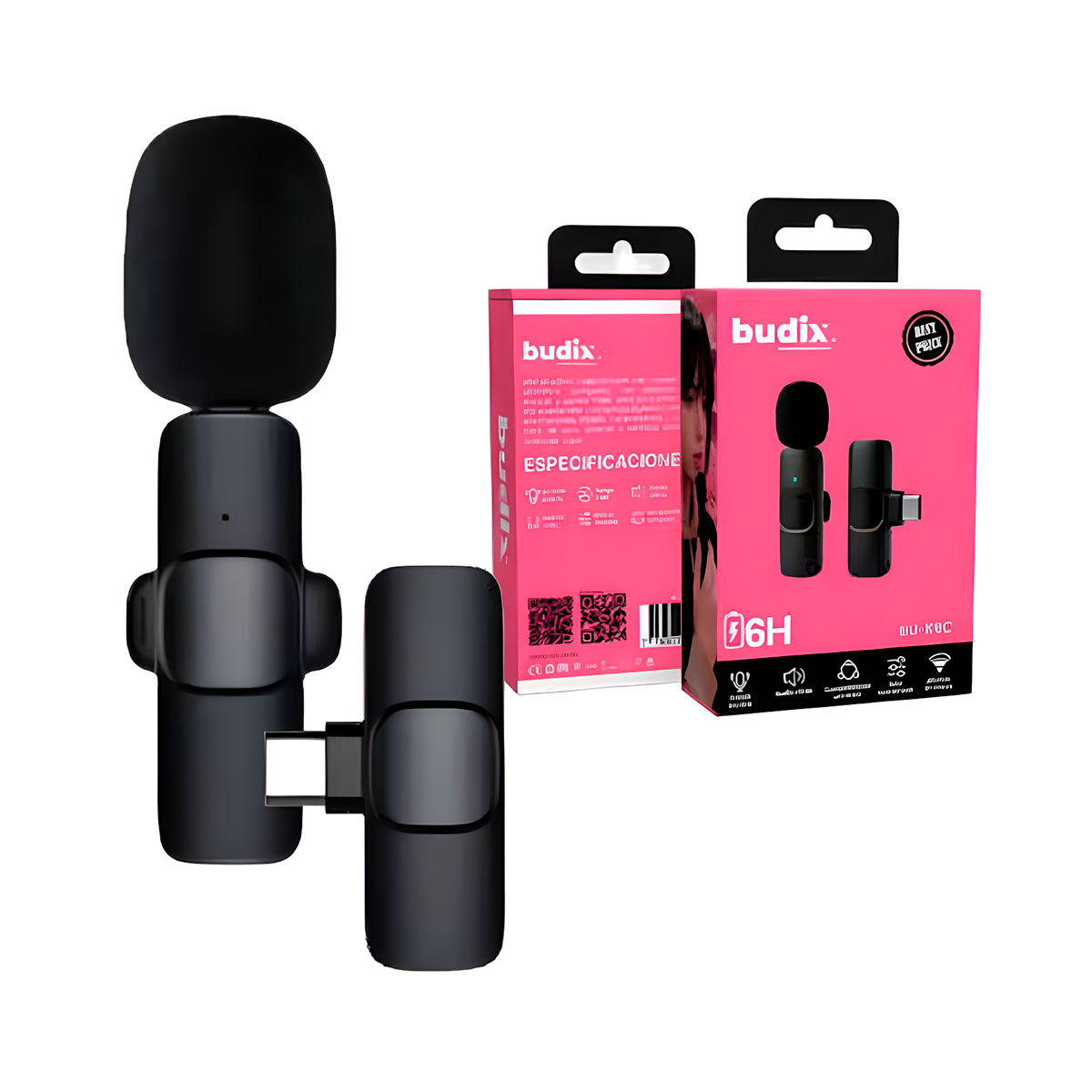 Microfono Inalámbrico Externo Budix K9 Tipo C Negro