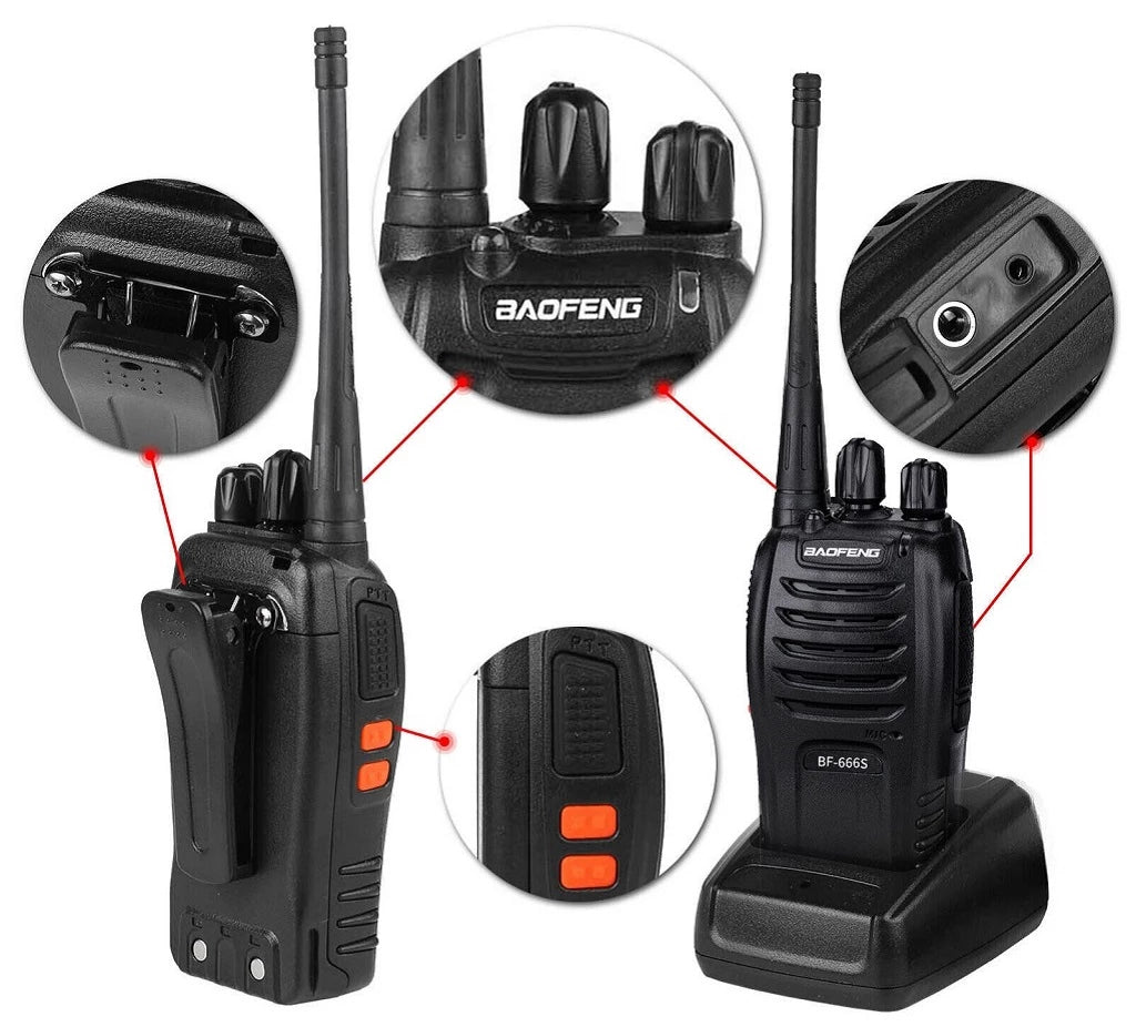 Radio Transmisor Baofeng Bf-666s Walkie-Talkie Negro – imagen 3