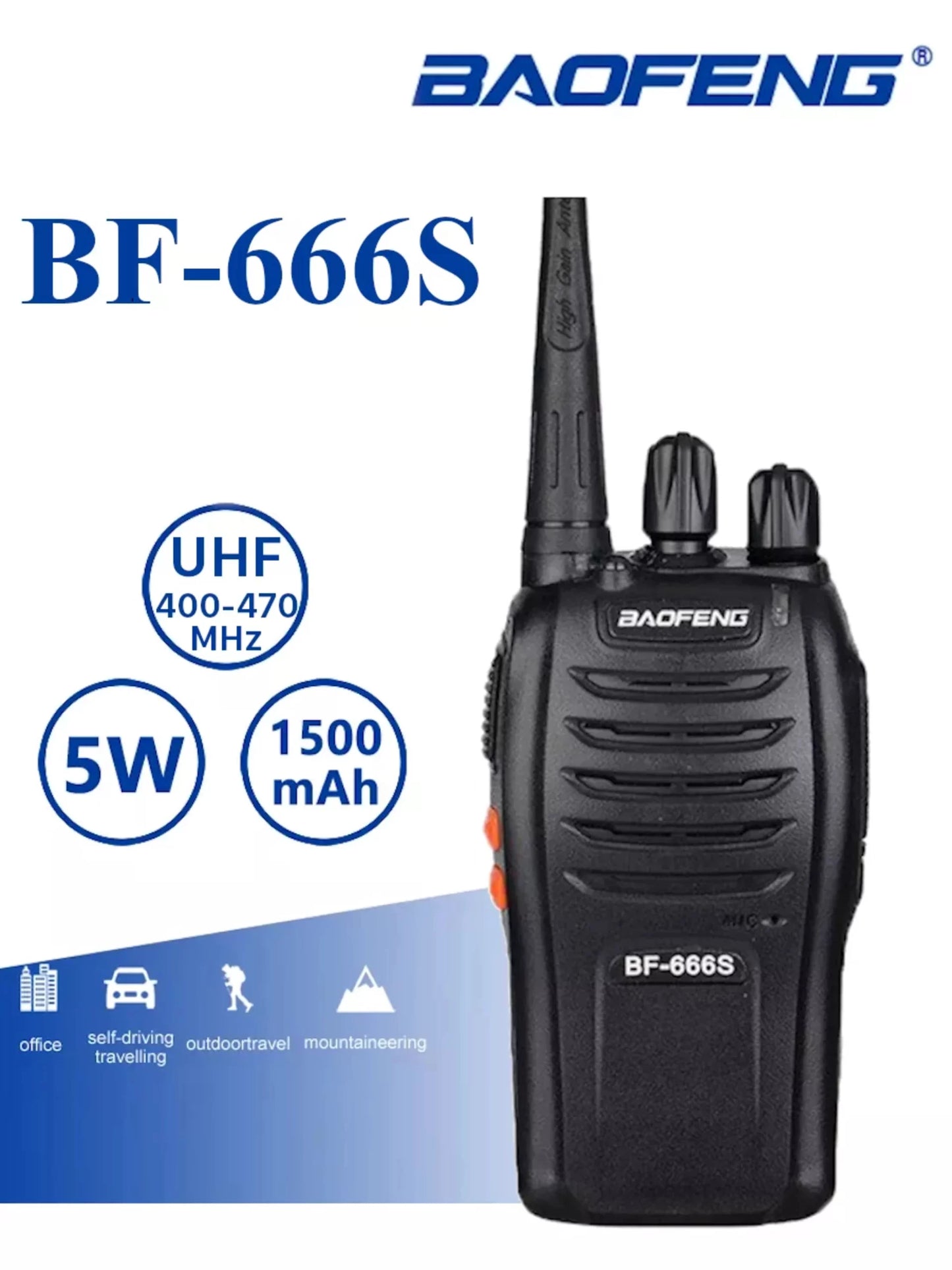 Radio Transmisor Baofeng Bf-666s Walkie-Talkie Negro – imagen 4