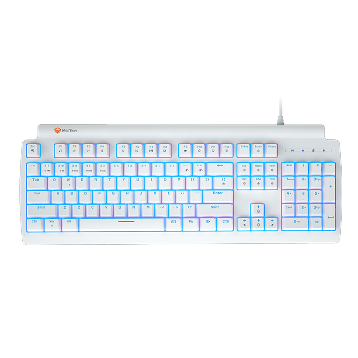 Teclado Gamer Mecanico Meetion MT-Mk600 Switch Blue Español Blanco