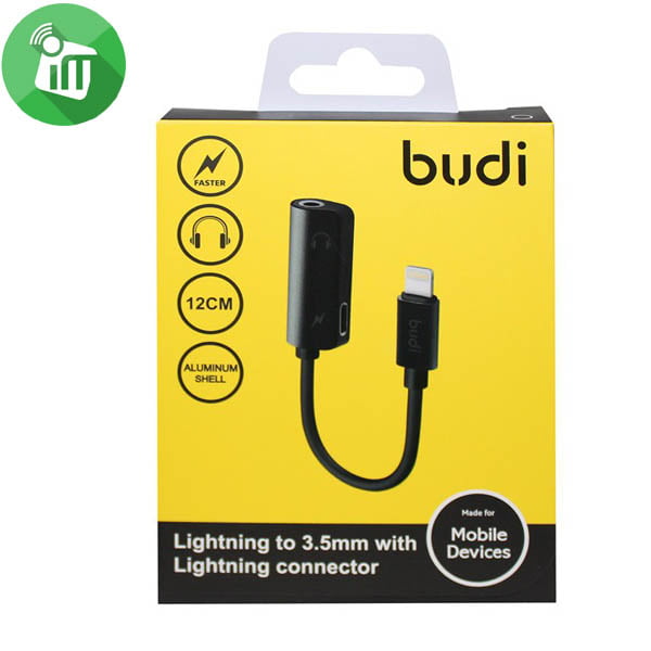 Adaptador Budi Lightning a 3.5mm + Tipo C Negro – imagen 2