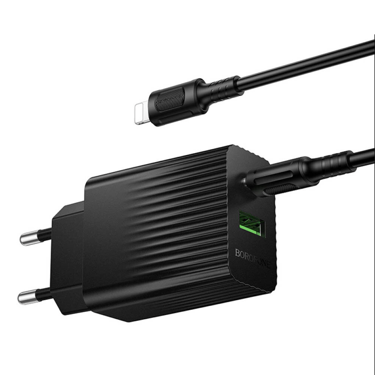 Cargador Borofone Ba76a 30w Qc 3.0 + Tipo C Para Iphone Negro
