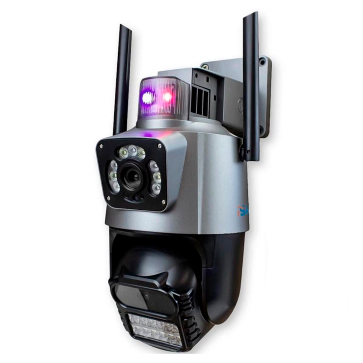 Cámara Seguridad Wifi Video Exterior Doble Lenyes Cc203 Alarma Gris