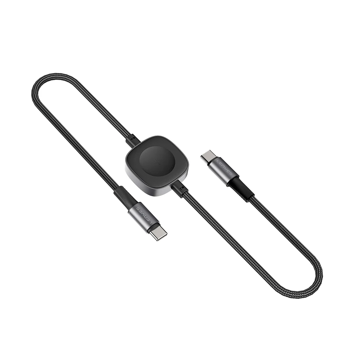 Cable Trenzado Tipo C a Tipo C Lenyes Lc540 + Carga Smartwatch Negro