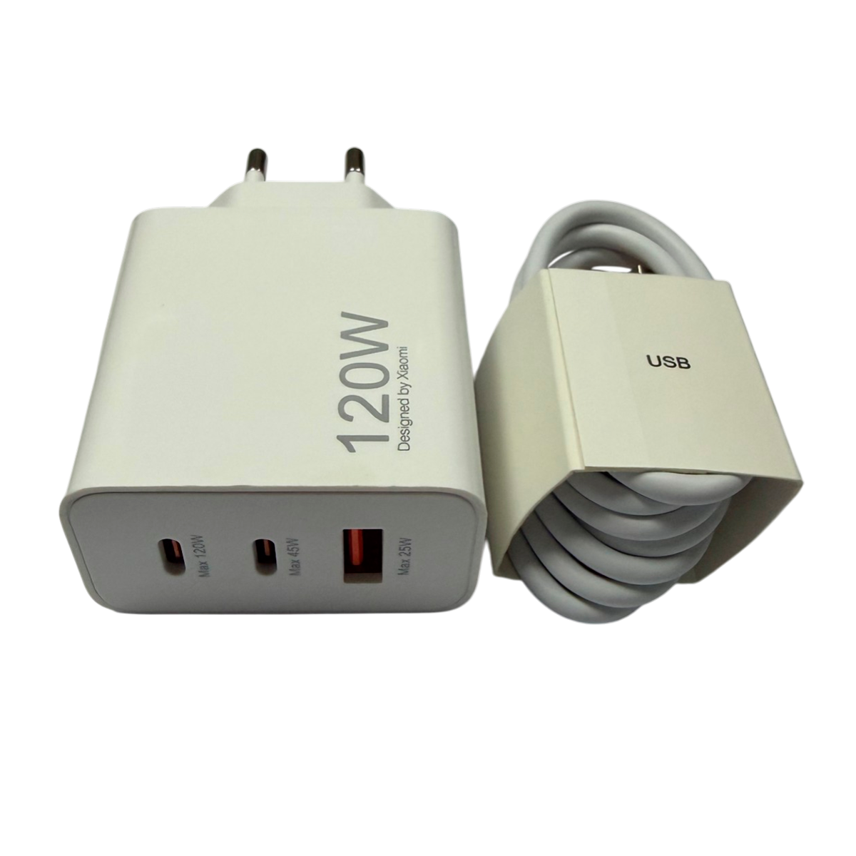 Cargador Carga Rapida Para Xiaomi 120w Gan Usb Dual Tipo C + Cable – imagen 3