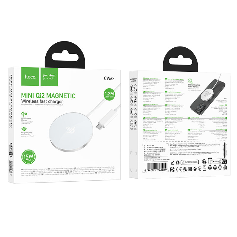 Cargador Inalámbrico Magnetico Hoco Cw63 15w Blanco – imagen 4