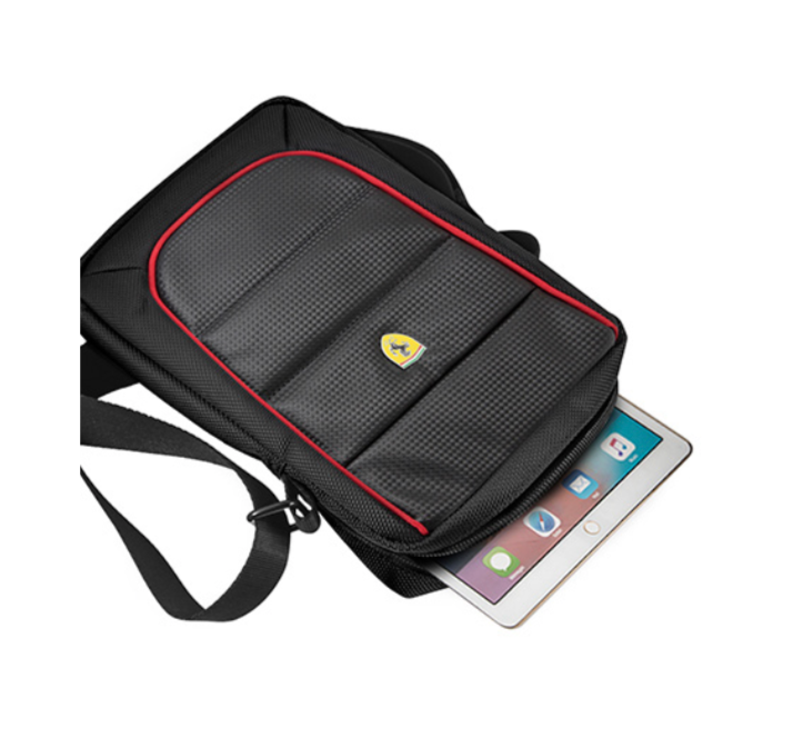 Bolso Ferrari Tablet 10'' Black And Red Piping Original – imagen 2
