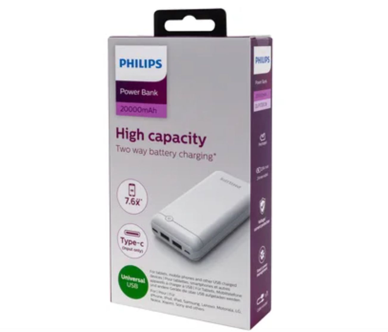 Powerbank Bateria Portatil 20000 Mah Philips Dlp1720 Blanco – imagen 2