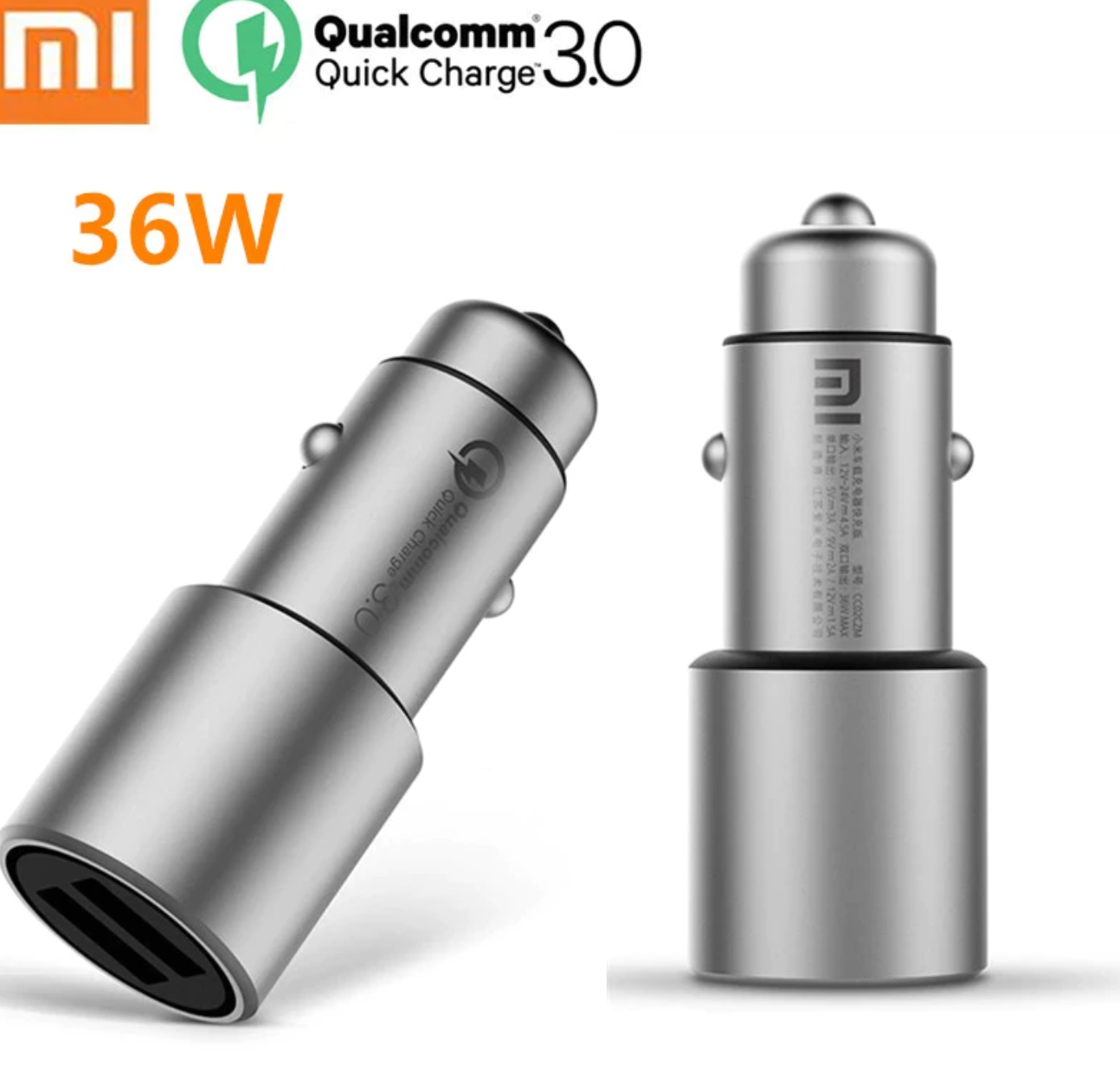 Cargador Auto Xiaomi Mi 36W Dual Qc 3.0 Gris – imagen 2
