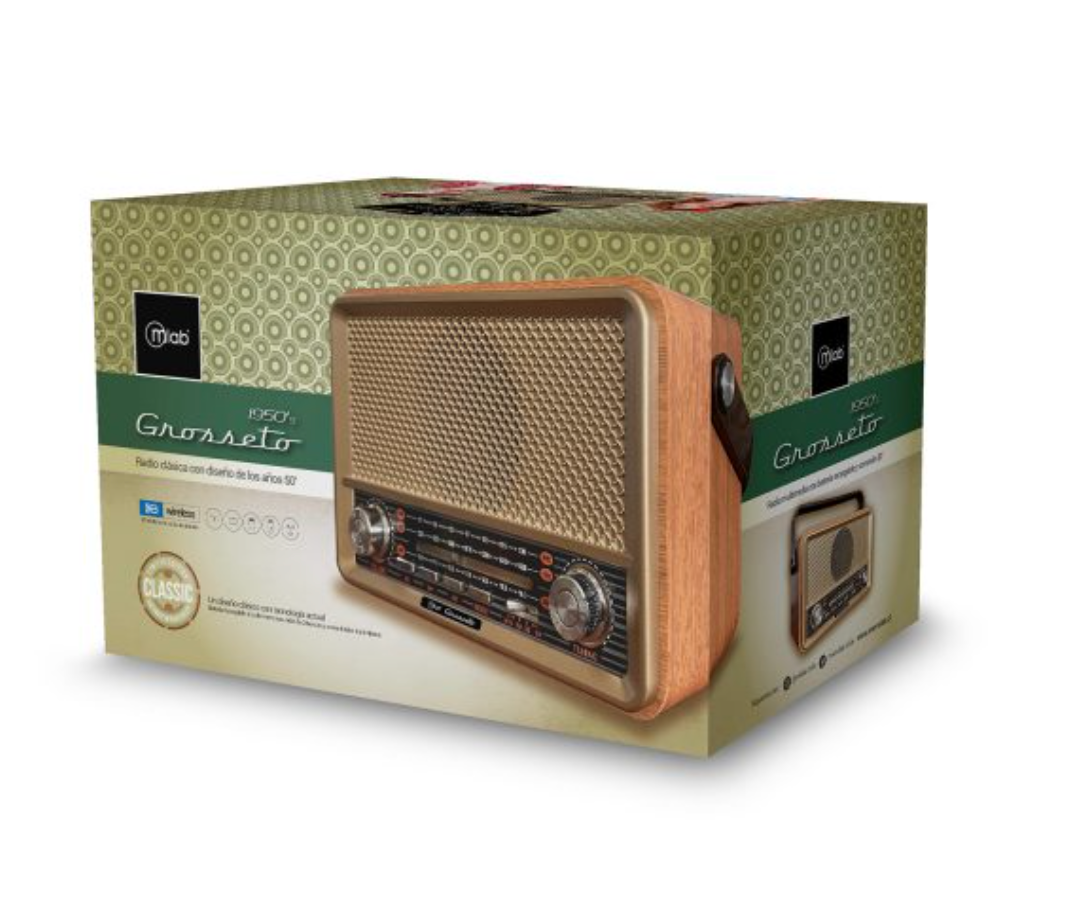 Radio Portatil Bluetooth Retro Grosseto Microlab Cafe – imagen 3