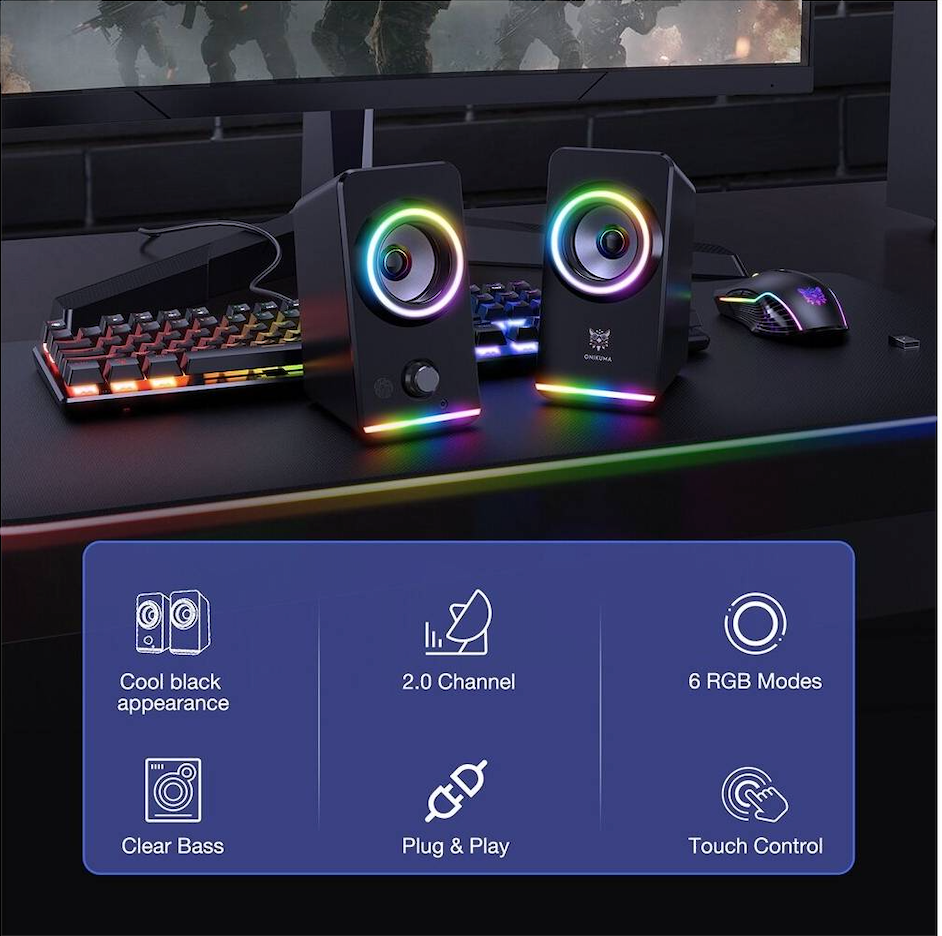 Parlantes Gamer Onikuma X6 Rgb 5w Negro – imagen 2