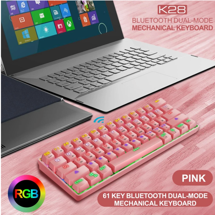 Teclado Gamer Leaven K28 Bluetooth 60% Ingles Azul – imagen 5