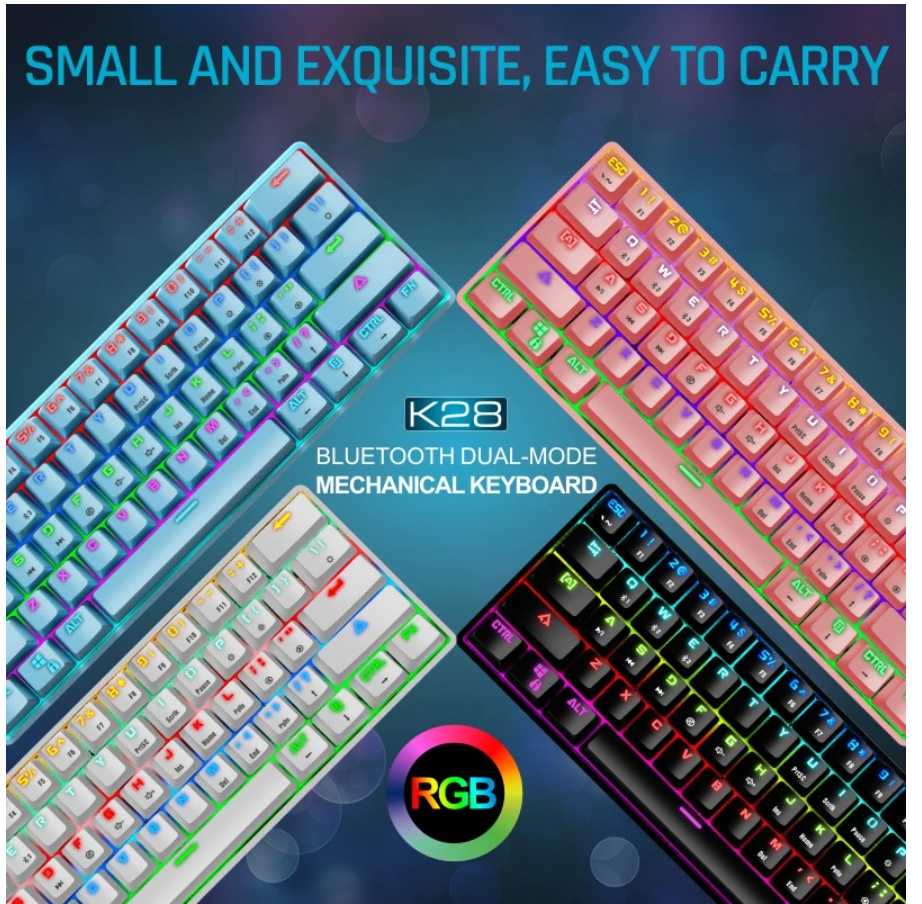 Teclado Gamer Leaven K28 Bluetooth 60% Ingles Azul – imagen 3