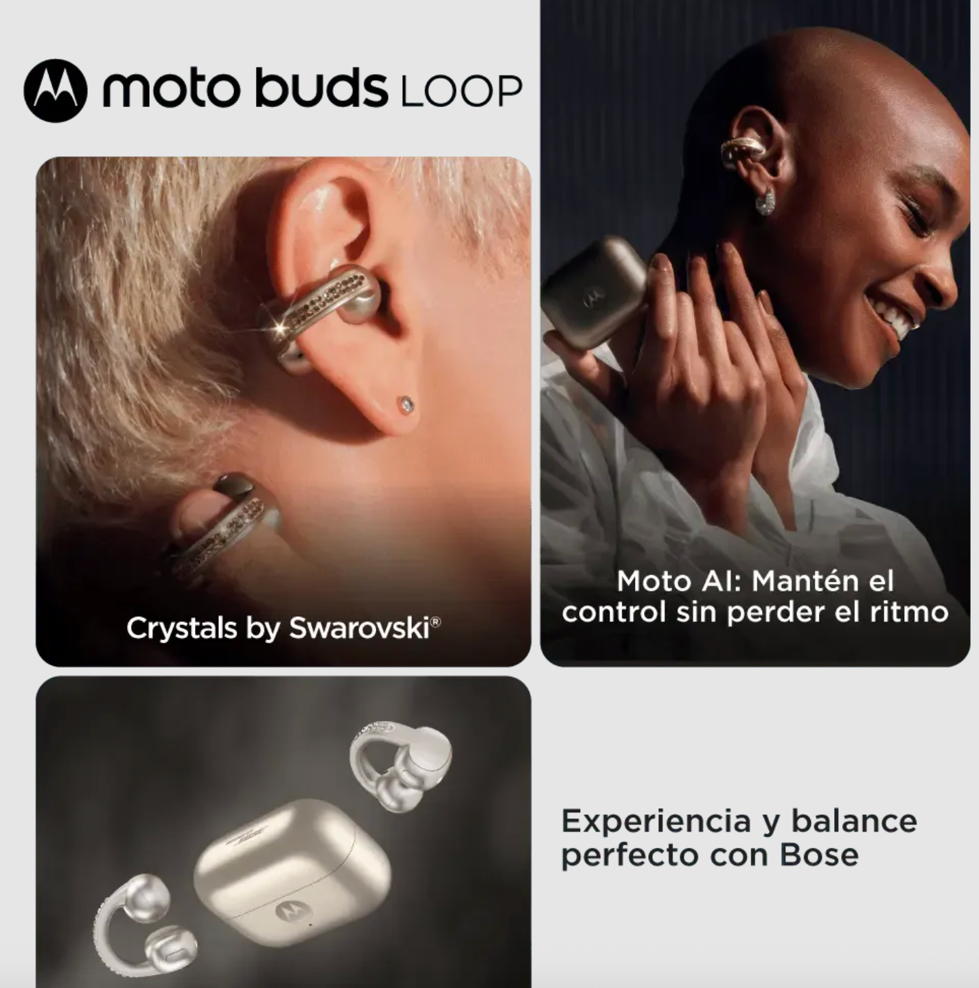 Audifonos Bluetooth Motorola Moto Buds Loop By Swarovski Dorado – imagen 4