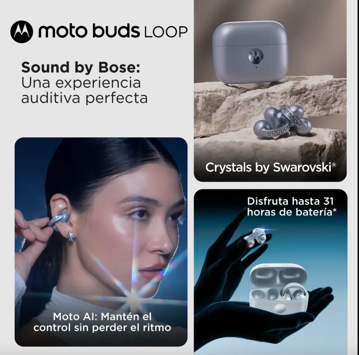 Audifonos Bluetooth Motorola Moto Buds Loop By Swarovski Azul – imagen 3