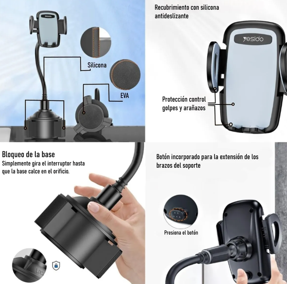 Soporte De Auto Porta Vasos Yesido C112 Negro – imagen 4